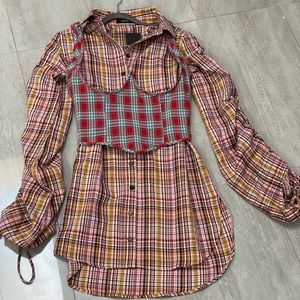 Plaid dress with vest/bustier